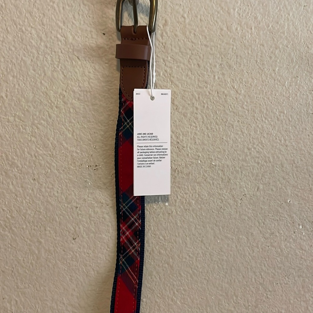 Janie and Jack: Tarten Print Christmas Belt size 4-5